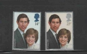 GREAT BRITAIN #950-951 1981 ROYAL WEDDING MINT VF NH O.G