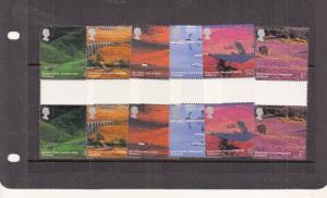 2003 BRITISH JOURNEY SCOTLAND GUTTER PAIRS sg2385-sg2390 UMM/MNH 