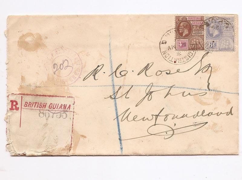 British Honduras 1925 KGV 2c x 2 on cover to USA (bao)