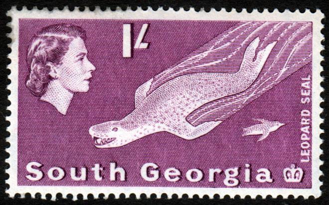 South Georgia QEII 1963 1/- 1s Purple SG10 Mint Lightly Hinged