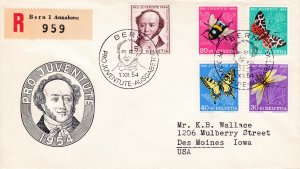 Switzerland 1956 Pro Juventute Complete (5) First Day Cover has Typed Address.