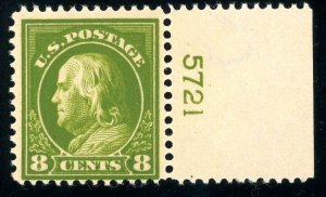 USAstamps Unused VF US 1912 Fraklin Plate # Scott 414 OG MNH SCV $100+