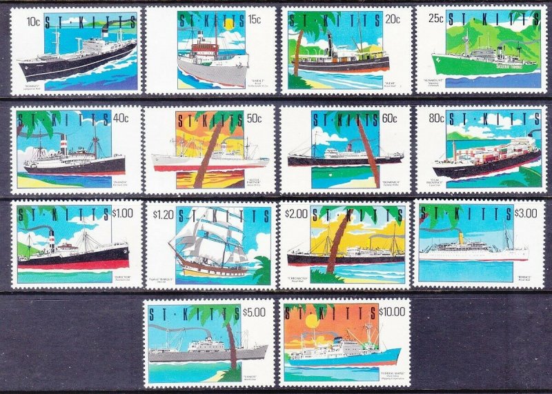 St. Kitts 294-307 MNH 1990 Ship Full Set of 14 Very Fine 