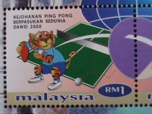 ​MALAYSIA-2000-DAWEI'2000 WORLD TABLE TENNIS CHAMPIONSHIP MNH S/S VERY FINE