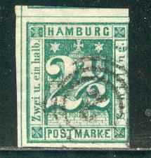 German States Hamburg Scott # 12, used