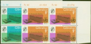 Gibraltar 1966 WHO set of 2 SG193-194 V.F MNH Corner Blocks of 4