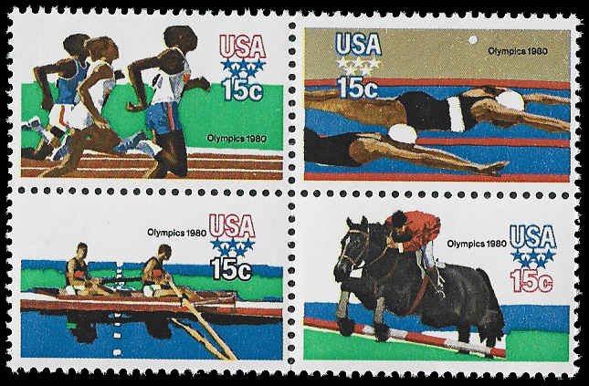 PCBstamps   US #1791/1794a Block 60c(4x15c)Summer Olympics, MNH, (11)