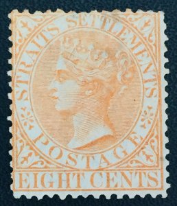 MALAYA 1868 Straits Settlements QV 8c CC MH SG#14a M2672