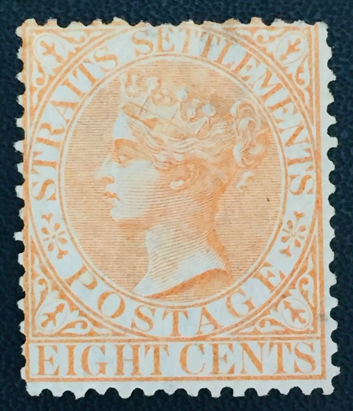 MALAYA 1868 Straits Settlements QV 8c CC MH SG#14a M2672