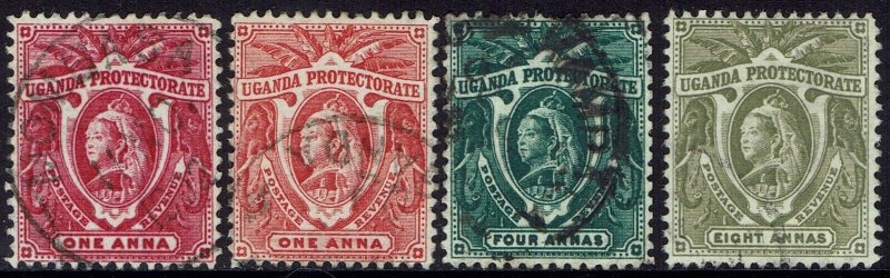 UGANDA 1898 QV ELEPHANTS RANGE TO 8A WITH BOTH 1A USED 