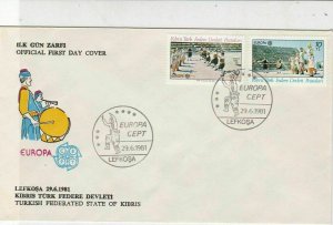 Turkish Federated Cyprus 1981 Europa CEPT Man With Drum FDC Stamps Cover Rf23630