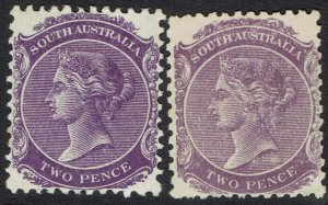 SOUTH AUSTRALIA 1905 QV 2D BOTH SHADES WMK CROWN/A