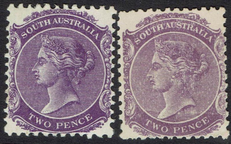 SOUTH AUSTRALIA 1905 QV 2D BOTH SHADES WMK CROWN/A