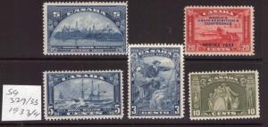 Canada 1933/4 SG329/33 George V,precancel  multiple, multi-colour, L/ hinged