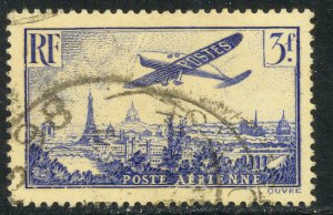 FRANCE 1936 3fr Airplane Over Paris AIRMAIL Sc C12 VFU