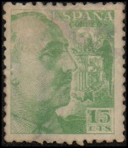 Spain 692 - Used - 15c Gen. Francisco Franco (perf 9.5x10.5) (1939)