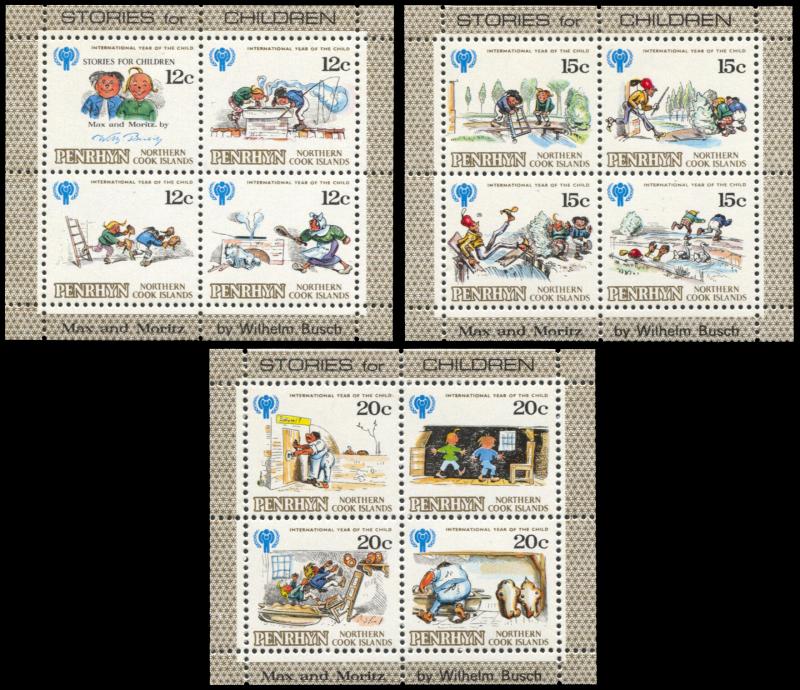 Penrhyn Is. 111-113, MNH, Year of the Child miniature sheets