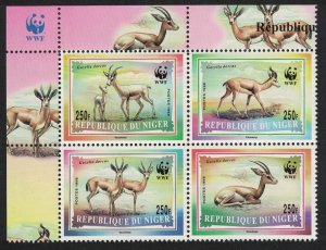 Niger WWF Dorcas Gazelle Block of 4 1998 MNH SC#983-986 MI#1460-1463