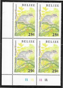 Belize #911a  25c Audbon Type  (MNH) Margin block of 4  CV $22.00