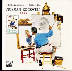 1994 29¢ Sc 2839 Norman Rockwell USPS Special Folio Sealed Block 4 Stamp & Mount