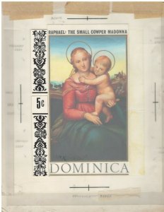 Dominica #241 Christmas, Madonna + Child, Raphael original unique artwork