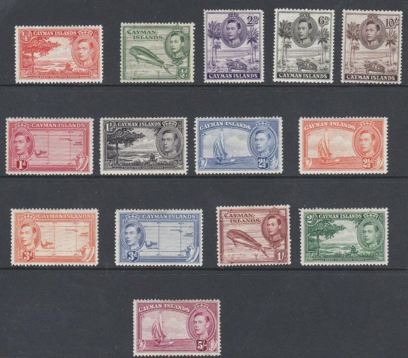 CAYMAN  1938 - 47  S G 115 - 126  SET OF 14 MH  CAT £110