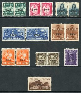 South West Africa SG114/22 1941-43 KGVI P Set of 8 with Opt U/M