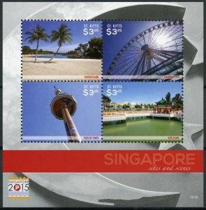 St Kitts 2015 MNH Singapore 2015 Sites & Scenes 4v M/S Sentosa Kusu Island