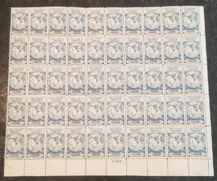 MALACK 733 3c Byrd Sheet of 50, VF/XF OG NH, SELECT ..MORE.. k0316