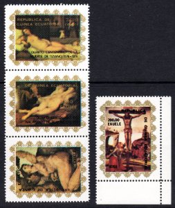 Equatorial Guinea 1976 Mi#827/830 EASTER/Titian/Rubens Strip + 1 Air Mail MNH