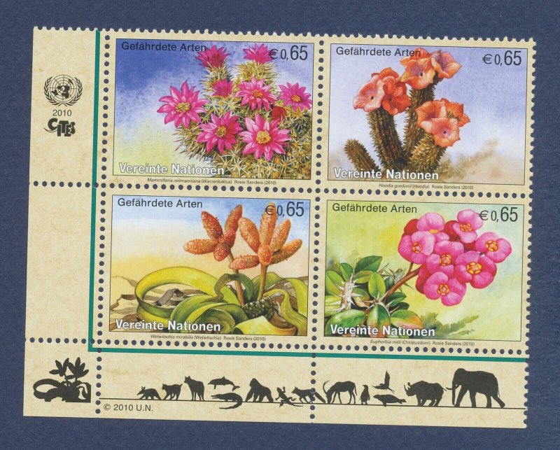 UNITED NATIONS VIENNA - Scott 465-468a - MNH - 2010 LL block - Flowers