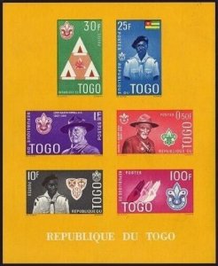 Togo 406c-406d imperf sheets,MNH. Togolese Boy Scouts,1961.Baden-Powell,D.Beard.