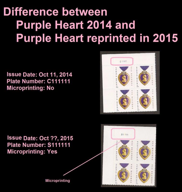 US 5035 Purple Heart Medal forever header single (2014 date) MNH 2015