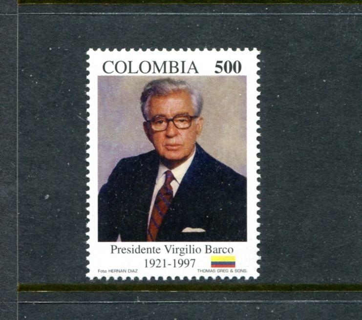 Colombia 1135, MNH, Famous People Pres Virgilio  Barco 1997. x23454