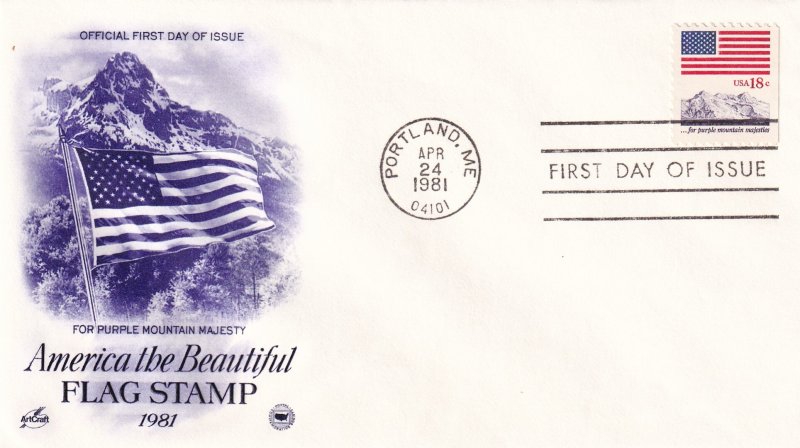 1981, Purple Mountain Majesty Flag Stamp, Art Craft/PCS, FDC (E11344)