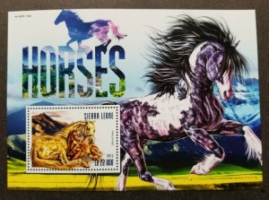 *FREE SHIP Sierra Leone Horses 2015 Fauna Animals Farm (ms) MNH