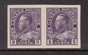 Canada #112b Extra Fine Mint Original Gum Hinged Imperf Pair **With Cert.**