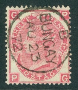 SG 103 3d rose plate 7. Very fine used with a Bungay, Aug 23rd 1872 CDS