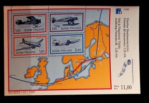 FINLAND Sc 773 NH SOUVENIR SHEET OF 1988 - AVIATION