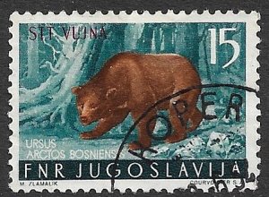 YUGOSLAVIA TRIESTE ZONE B 1954 15d Brown Bear Issue Sc 96 VFU