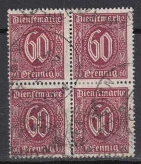 Germany - 1921 Official stamp 60pf - block of 4 (197)