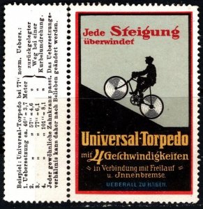 Vintage German Poster Stamp Universal Torpedo With 24 Speeds In Conjunction