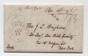 1845 Allegheny PA red CDS stampless folded letter [H.3162]