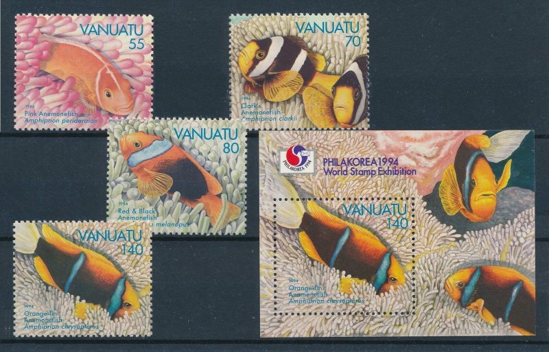 [110776] Vanuatu 1994 Marine life fish Anemonefish With souvenir sheet MNH