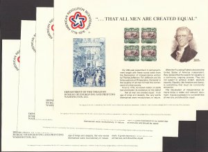 US 1976 Declaration of Independence BEP #B34 Souvenir Cards Lot of 4 Mint