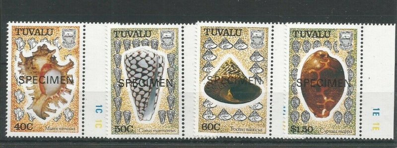 Tuvalu 1991 Sea Shells Overprinted Specimen UMM SG 597/600