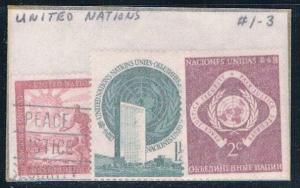 United Nations 1-3 Mixed cond UN Symbols 1951 (U0331)