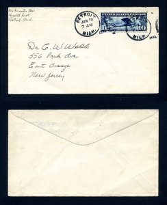 # C10 First Day Cover addressed from Detroit, Michigan dated 6-18-1927 - # 1