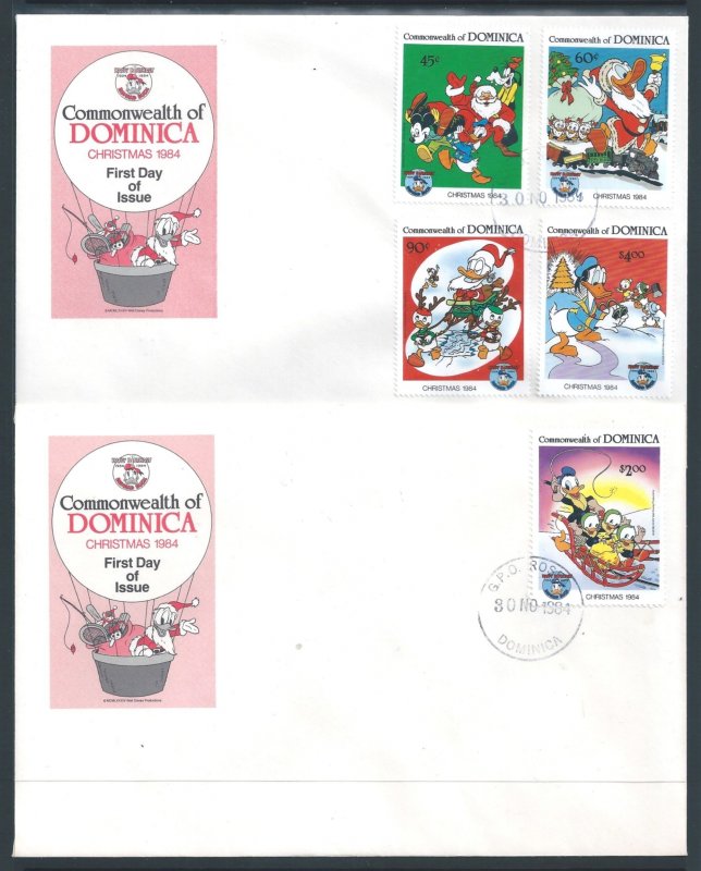 Dominica #869-73 (2 FDC) Disney - Christmas '84