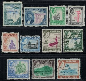 Rhodesia & Nyasaland #156-60,2-4,5-6,8*/u  CV $7.50